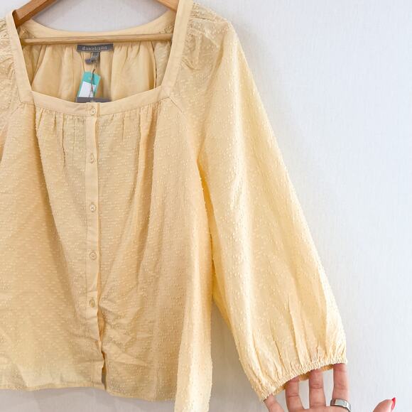 NEW Stitch Fix Daniel Rainn Goldie Blouse Large Butter Yellow Square Neck Blouse - Picture 3 of 7